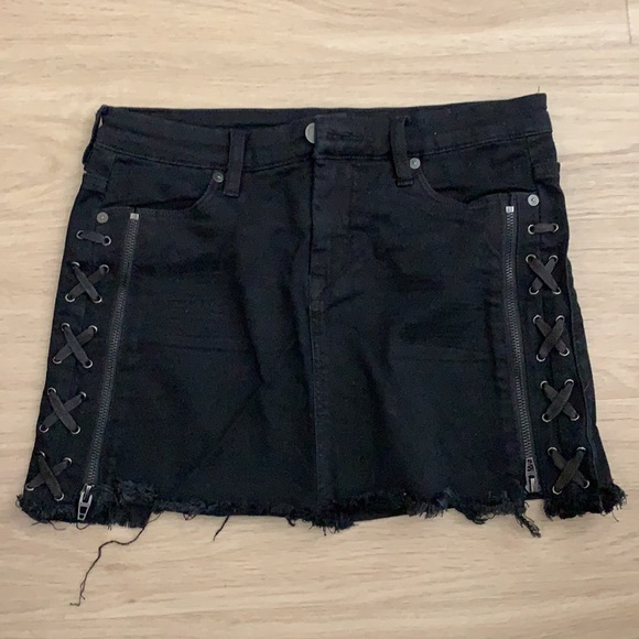 Blank NYC Lace Up Denim Mini Skirt - Picture 1 of 8